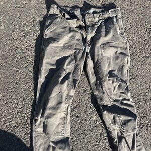 Carhartt Mens 38x32 Relaxed Fit Work Pants Gray Canvas Utility Chore Durable